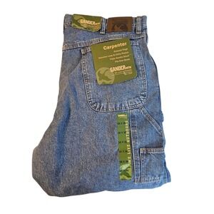Gander Mountain Jeans Mens 38x36 Blue Carpenter Relaxed Fit Hammer Loop Workwear